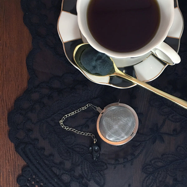 Tea Ball Infuser with Black Skull Bead