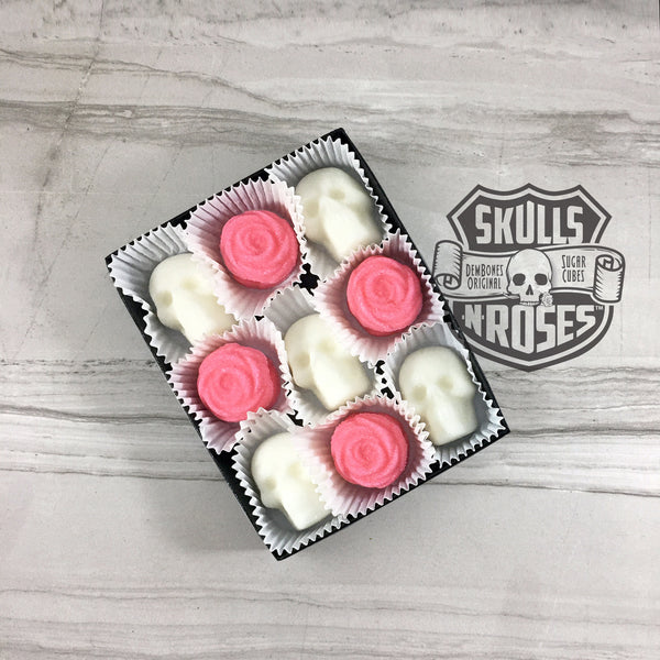 Skulls-N-Roses Sugar Cubes | Pink Roses